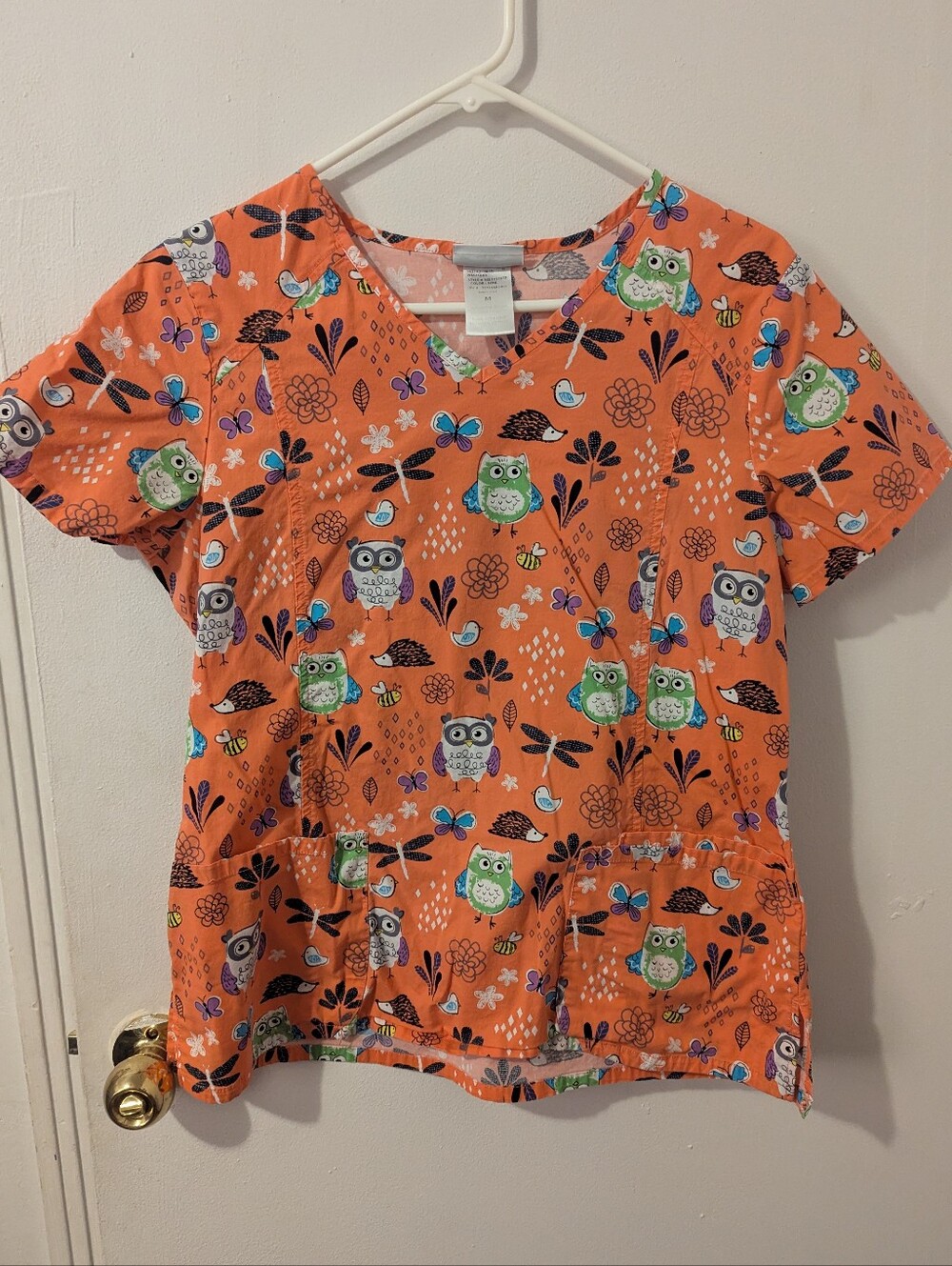 Orange Woodlands Scrub Top